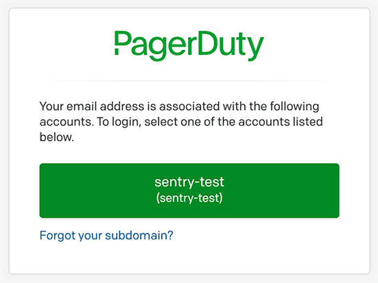 PagerDuty account picker modal